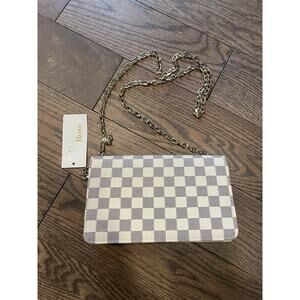 Daisy Rose Checkered Evening Bag for Women - Chain Cross body RFID Blocking